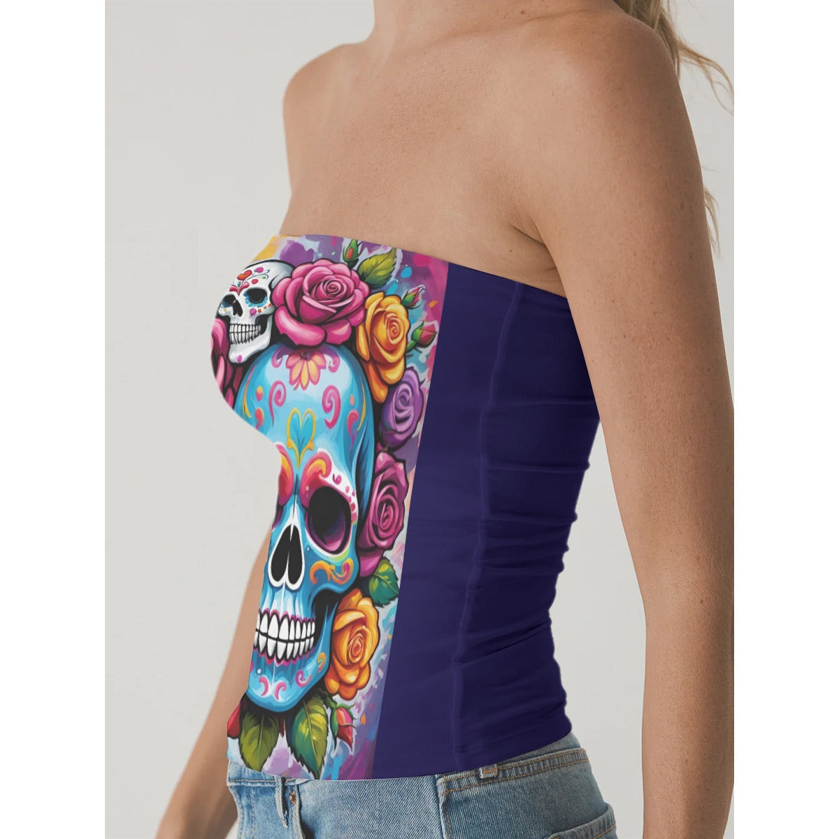 Haunted Harmony - Double-Layer Strapless Top