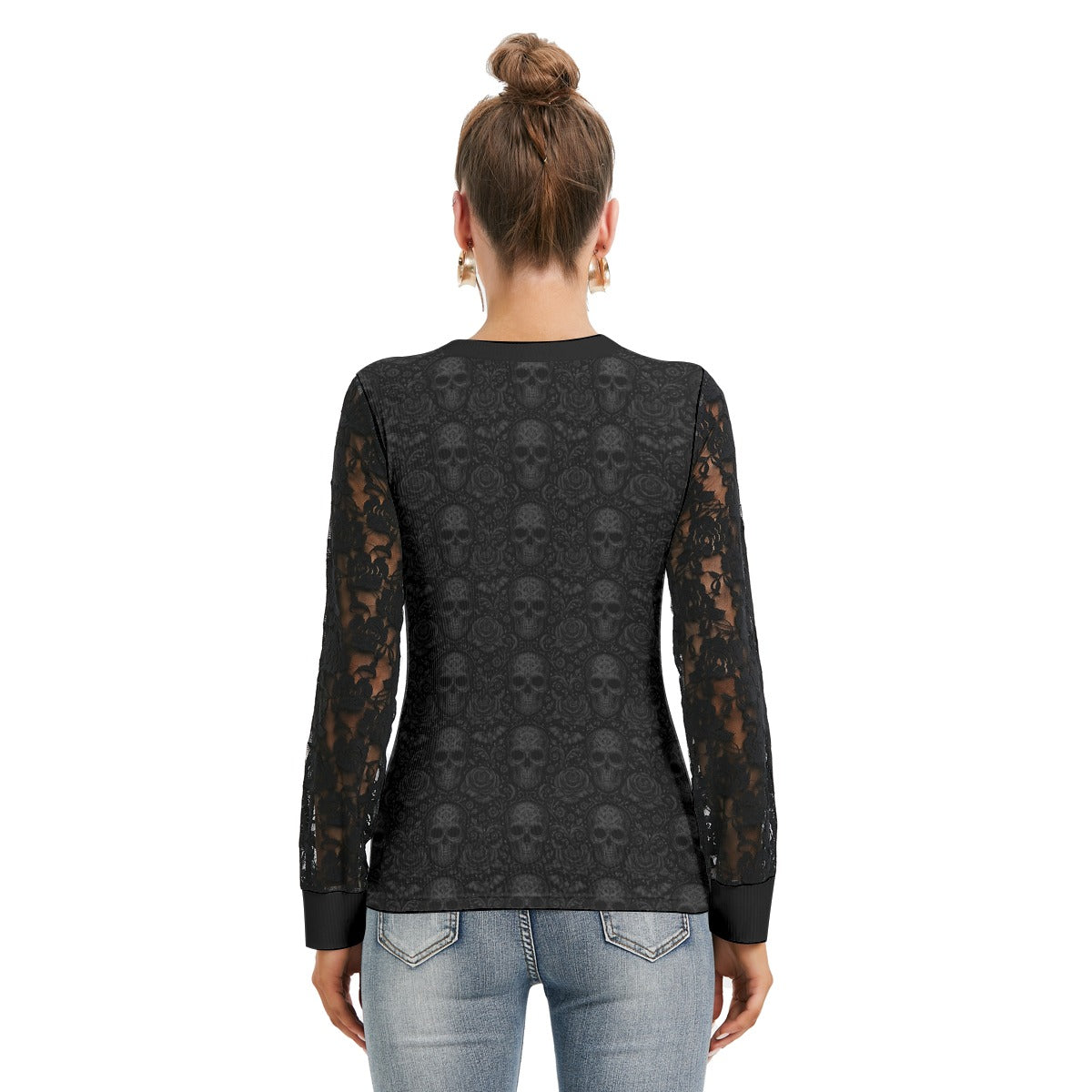 Enchanted Abyss - Blouse With Black Lace Sleeves
