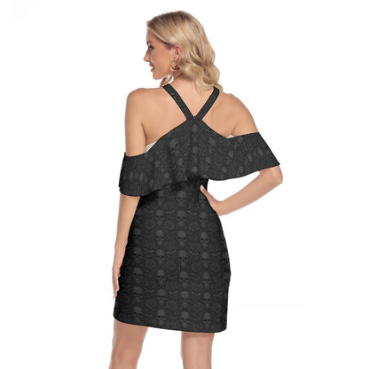 Eternal Abyss - Cold Shoulder Ruffle Cami Dress