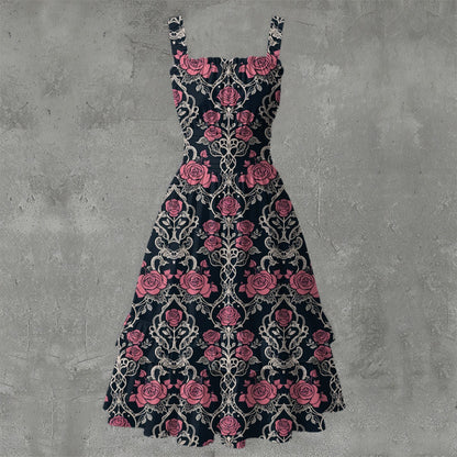 Palo De Rosa Ruffle Hem Dress - Gothic Rosewood Elegant White