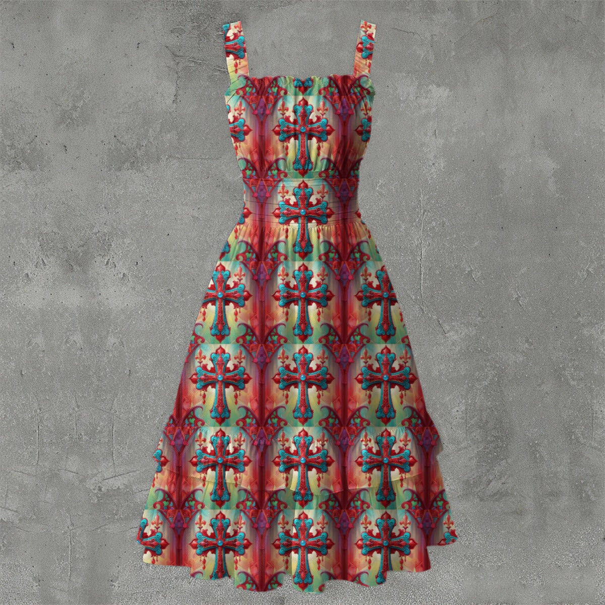 Religious Fervor Ruffle Hem Dress - Gothic Devotional Elegant White