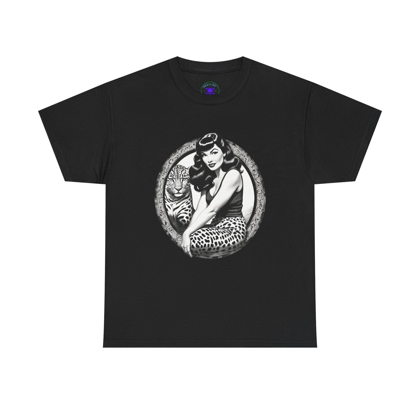 Bettie Page Cougar Heavy Cotton Graphic Tee Black