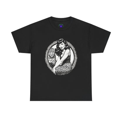 Bettie Page Cougar Heavy Cotton Graphic Tee Black