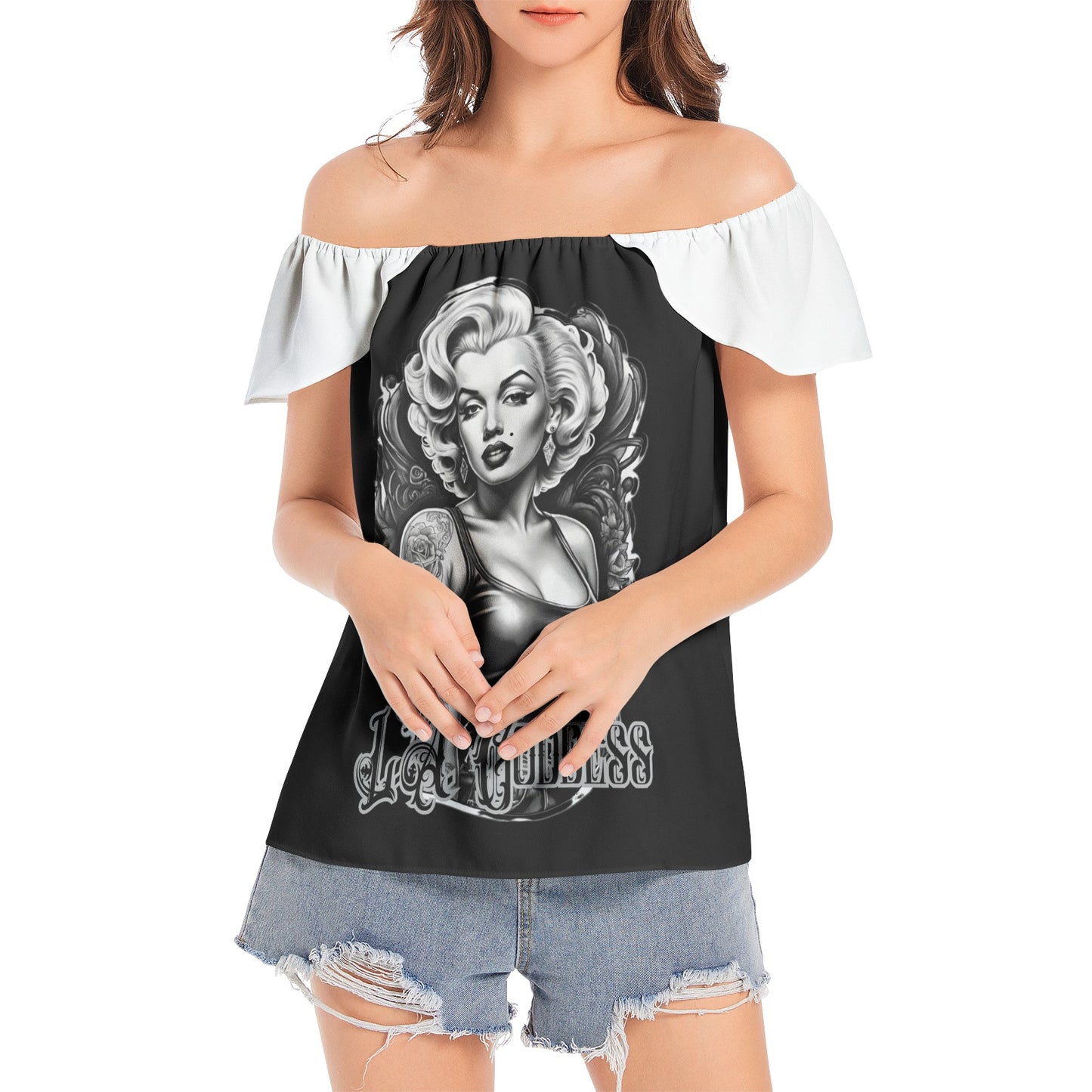 L.A. Goddess- White Sleeve Women's Off The Shoulder Top