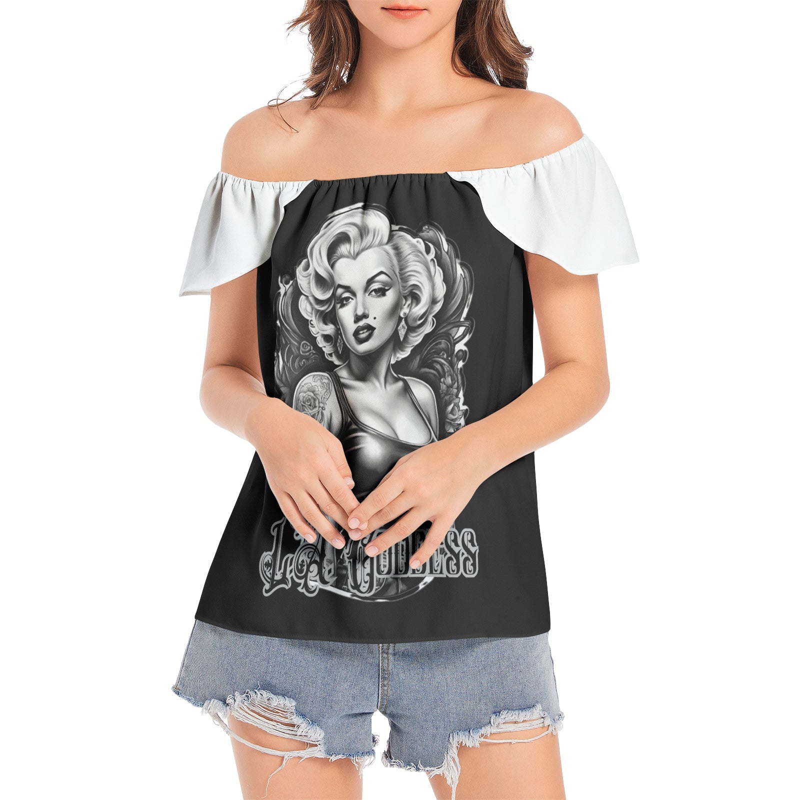 L.A. Goddess- White Sleeve Women's Off The Shoulder Top