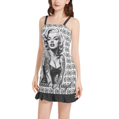 Eternal Angel (Roses) Ruffle Hem Mini Dress