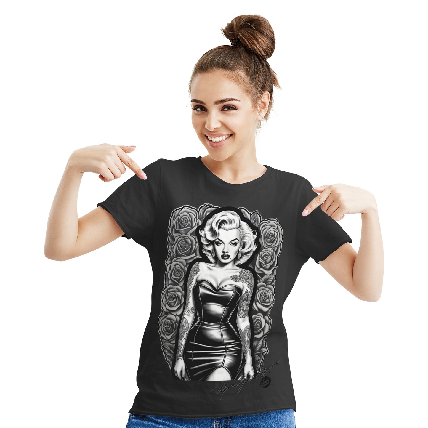 Marilyn with Love Cotton T-shirt Black