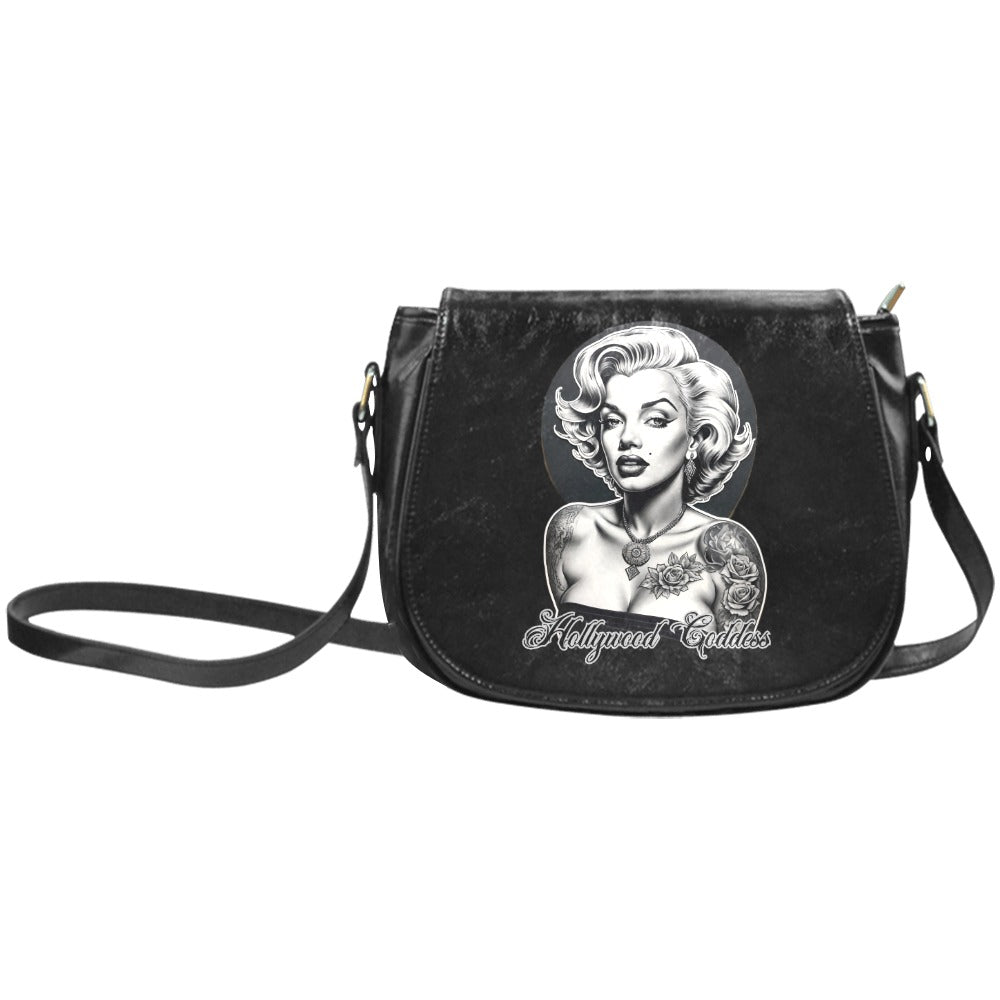 Hollywood Goddess Classic Saddle Bag - Vegan Leather Black ONE SIZE