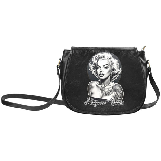Hollywood Goddess Classic Saddle Bag - Vegan Leather Black ONE SIZE