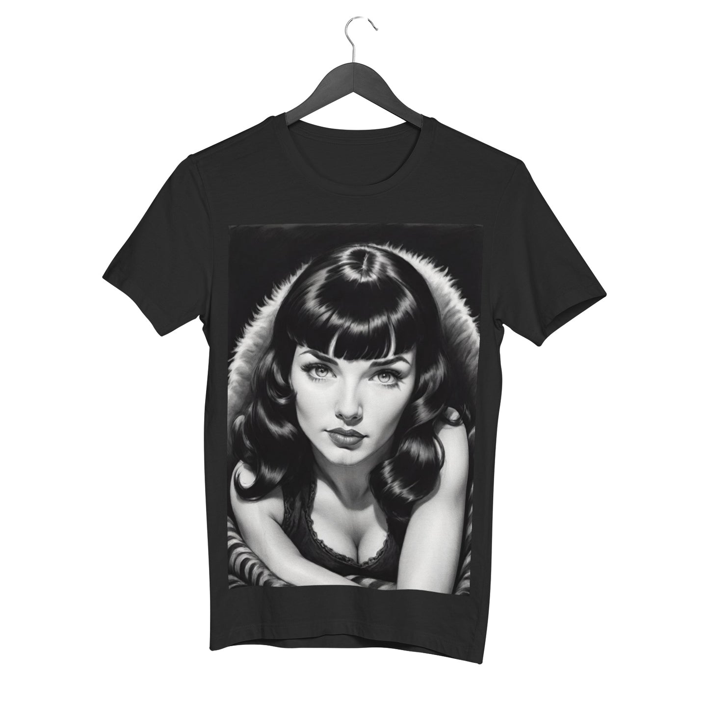 Bettie Page with Love Women's Cotton Short Sleeve T-shirt