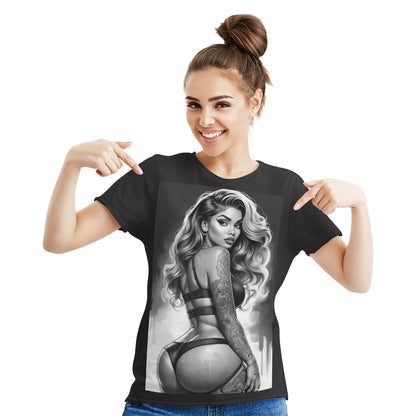 Dreamy Diva Women's Cotton Short Sleeve T-shirt Black