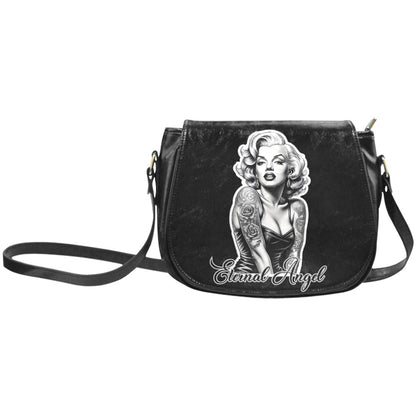 Eternal Angel Marilyn Monroe Saddle Bag - Gothic Vegan Leather Black ONE SIZE