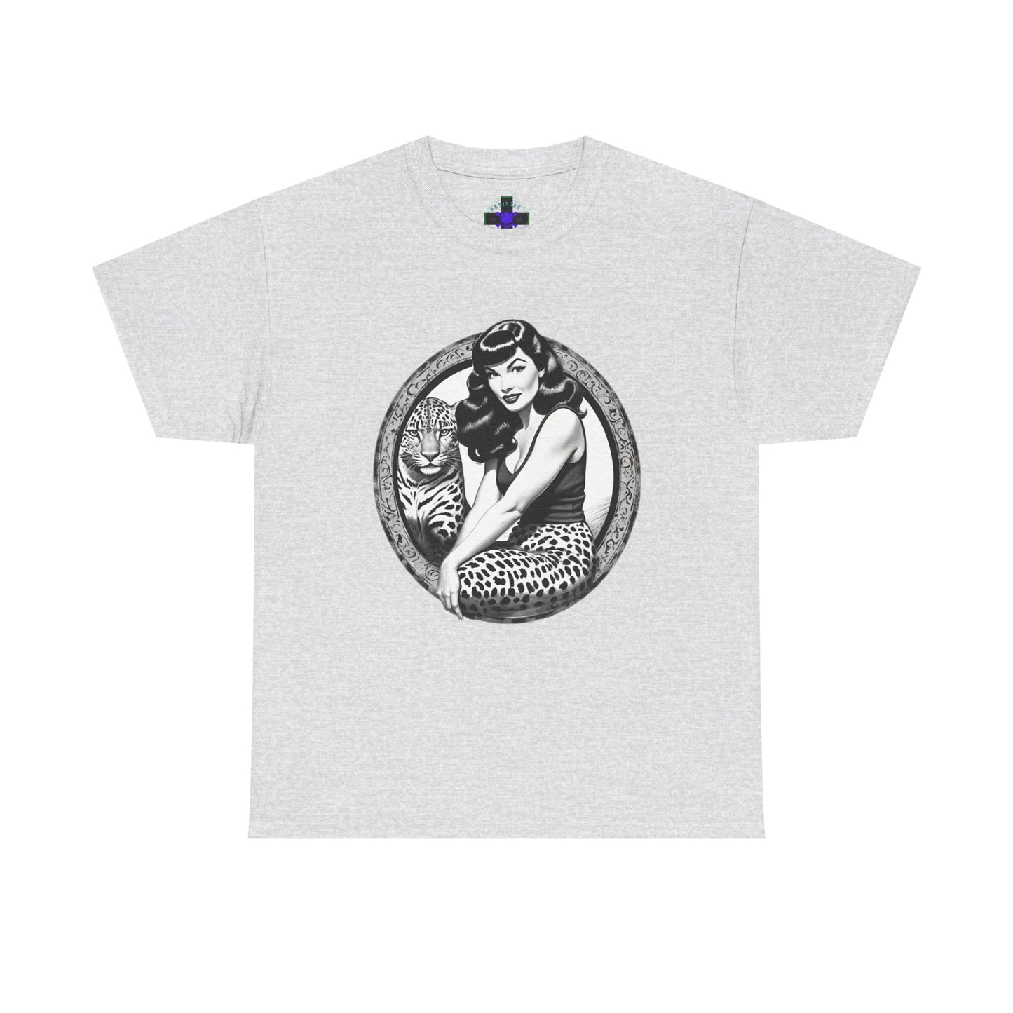 Bettie Page Cougar Heavy Cotton Graphic Tee Ash