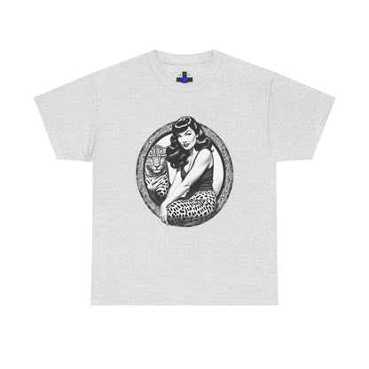 Bettie Page Cougar Heavy Cotton Graphic Tee Ash
