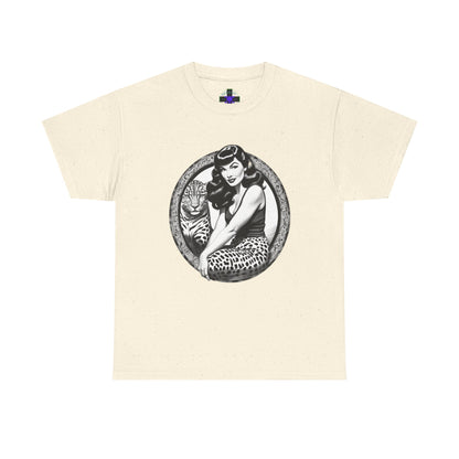 Bettie Page Cougar Heavy Cotton Graphic Tee Natural