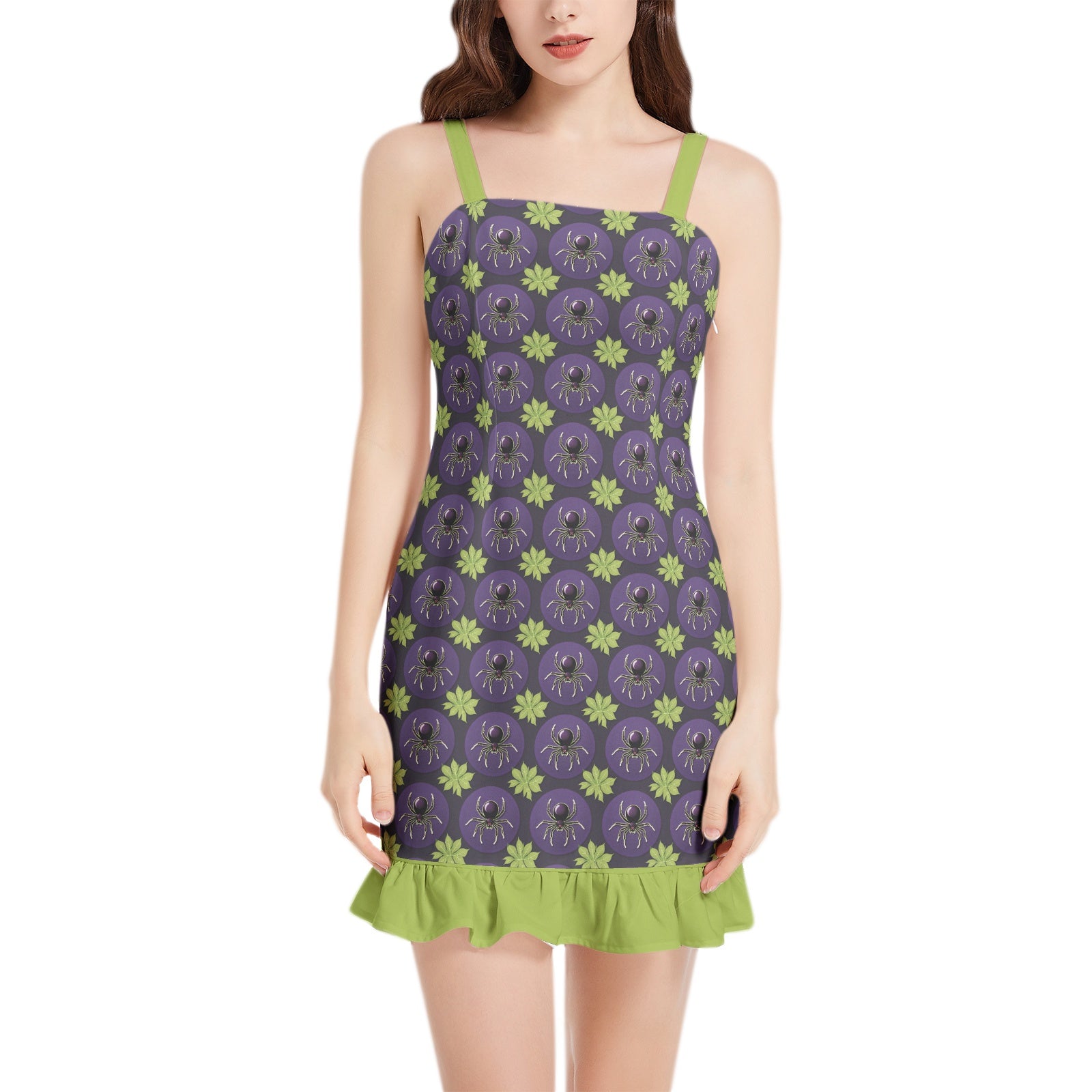 Venomous Sleeveless Square Neck Ruffle Hem Mini Dress 3XL