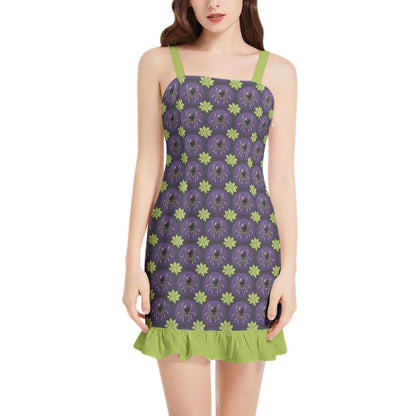 Venomous Sleeveless Square Neck Ruffle Hem Mini Dress 3XL