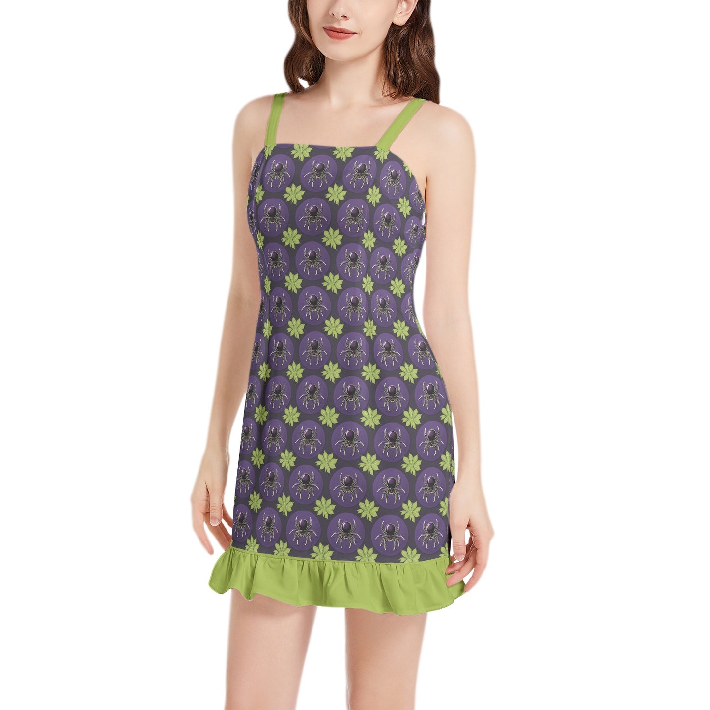 Venomous Sleeveless Square Neck Ruffle Hem Mini Dress