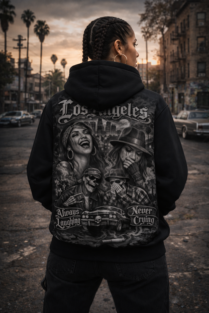 Always Laughing Never Crying - Unisex Pullover Hoodie - Cotton White