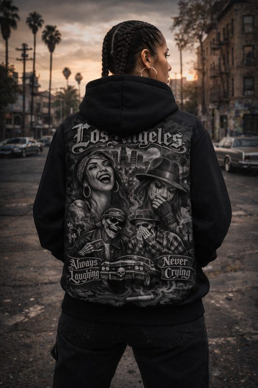 Always Laughing Never Crying - Unisex Pullover Hoodie - Cotton White