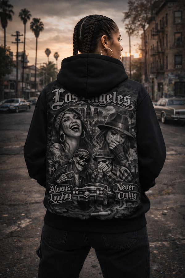 Always Laughing Never Crying - Unisex Pullover Hoodie - Cotton White