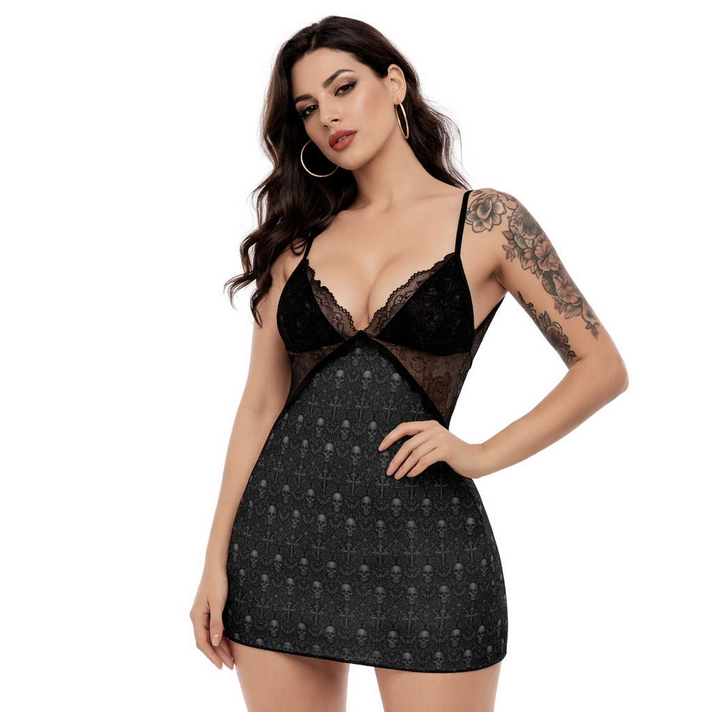 Ethereal Noir - Cami Dress With Lace