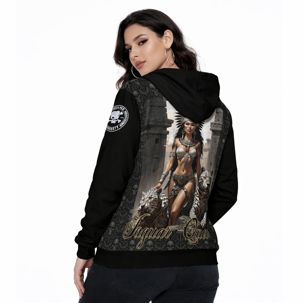 Jaguar Queen - Zip Up Hoodie With Pocket White