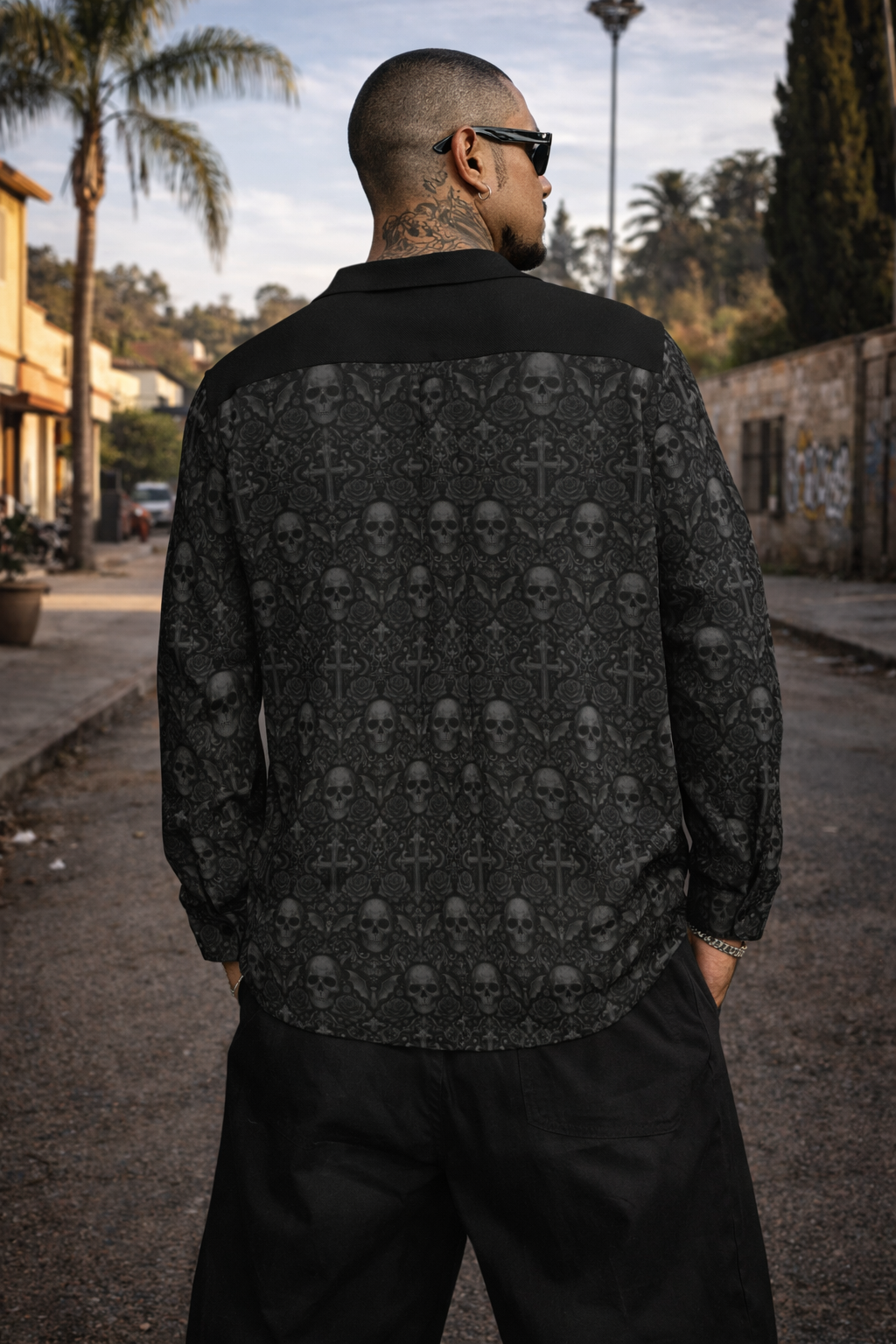 Ethereal Noir-Long Sleeve Shirt With Pocket