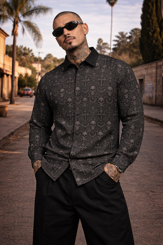 Ethereal Noir-Long Sleeve Shirt With Pocket White