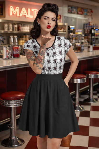 Widow Maker- Short Sleeve A-Line Midi Dress 3XL