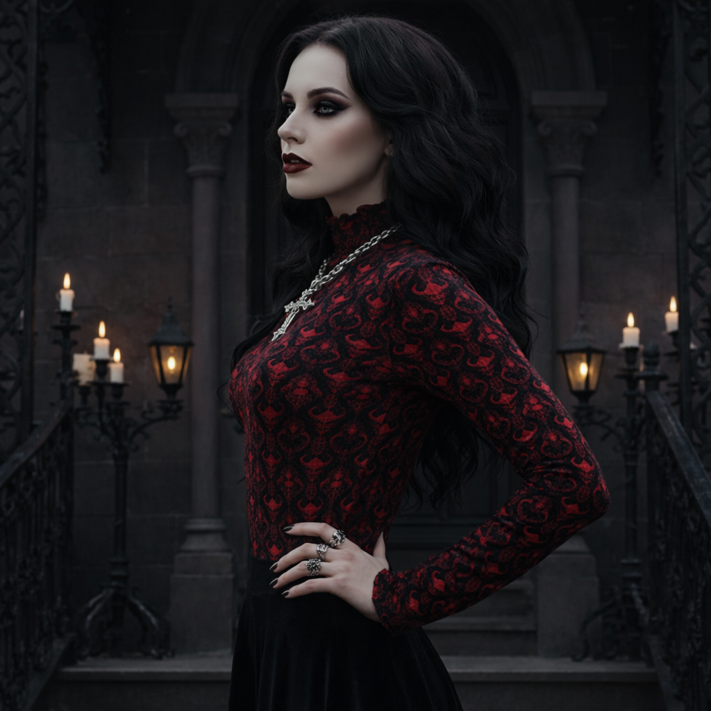 Dark Descent Women's Mesh T-shirt - Gothic Sheer Long Sleeve