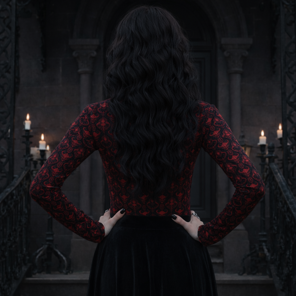 Dark Descent Women's Mesh T-shirt - Gothic Sheer Long Sleeve