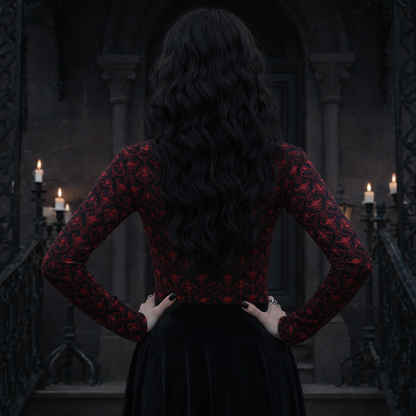 Dark Descent Women's Mesh T-shirt - Gothic Sheer Long Sleeve