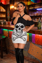 Skull Ritual - Cold Shoulder Ruffle Cami Dress White