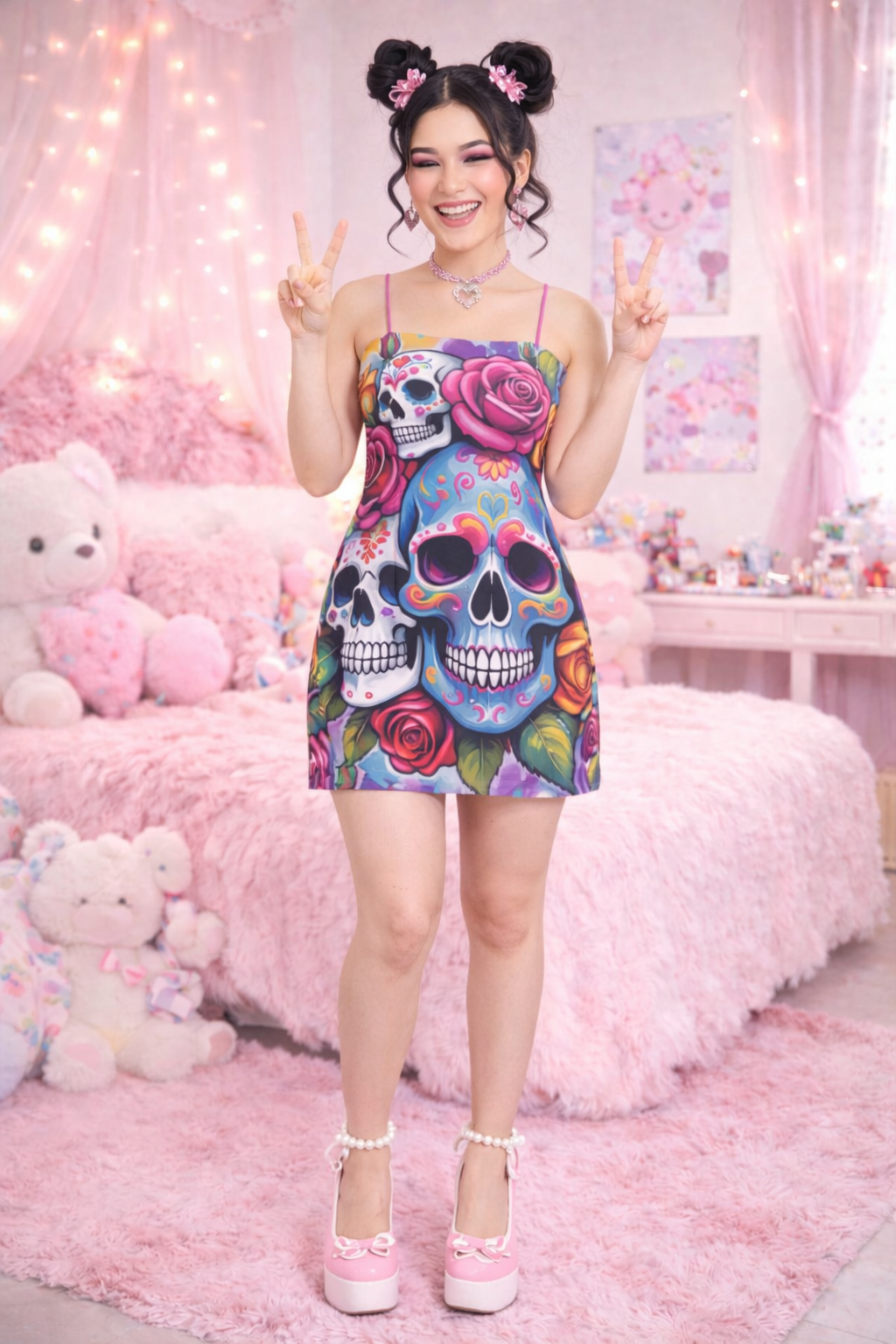 Haunted Harmony - Spaghetti Strap Mini Dress 3XL