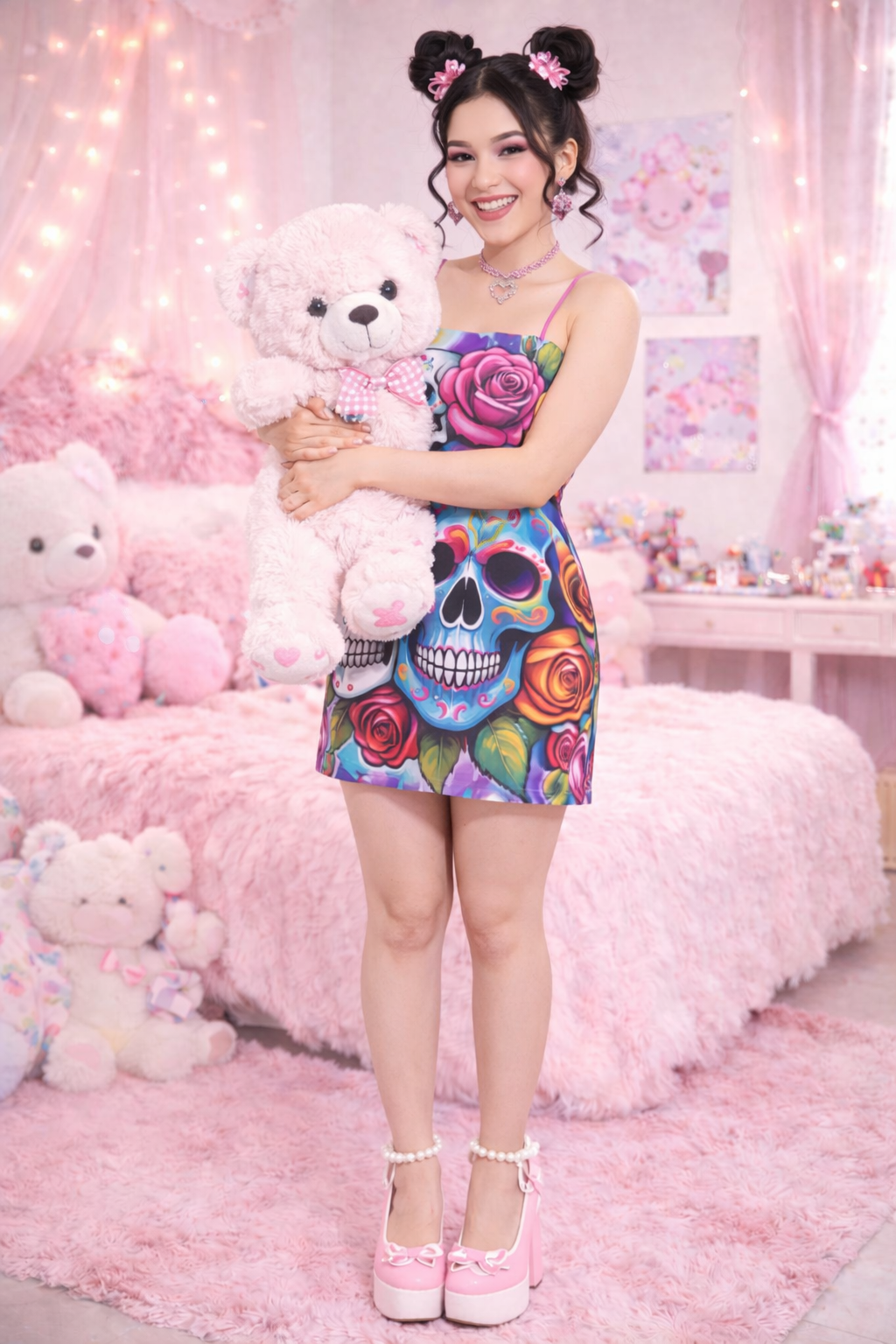 Haunted Harmony - Spaghetti Strap Mini Dress