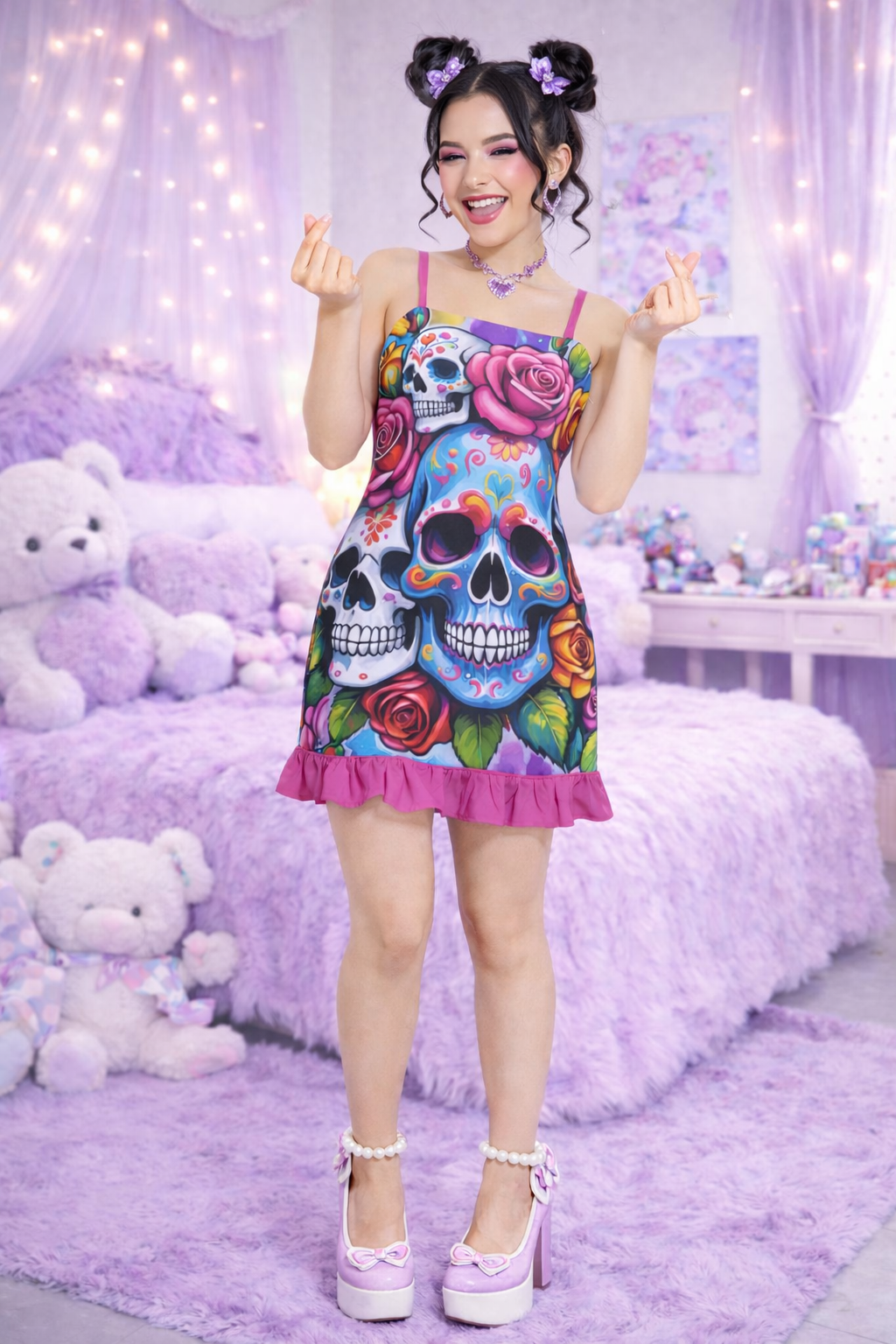 Haunted Harmony- Ruffle Hem Mini Dress