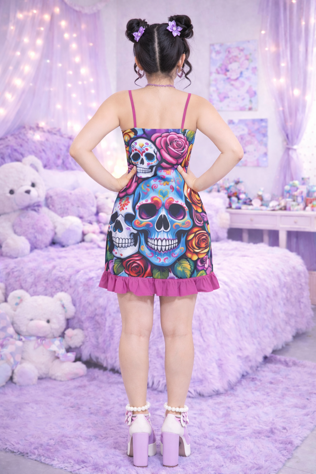 Haunted Harmony- Ruffle Hem Mini Dress