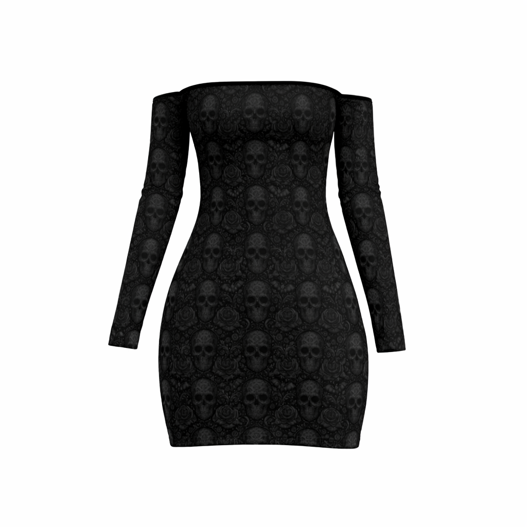 Eternal Abyss - Off-shoulder Lace-up Dress