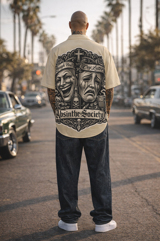 Laugh Now Cry Later - Absinthe Society - Rayon Shirt White
