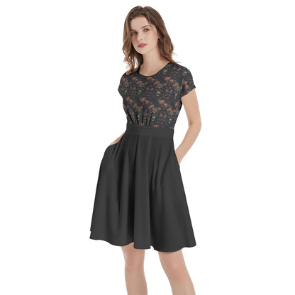 Mysterious Aura Short Sleeve A-Line Midi Dress
