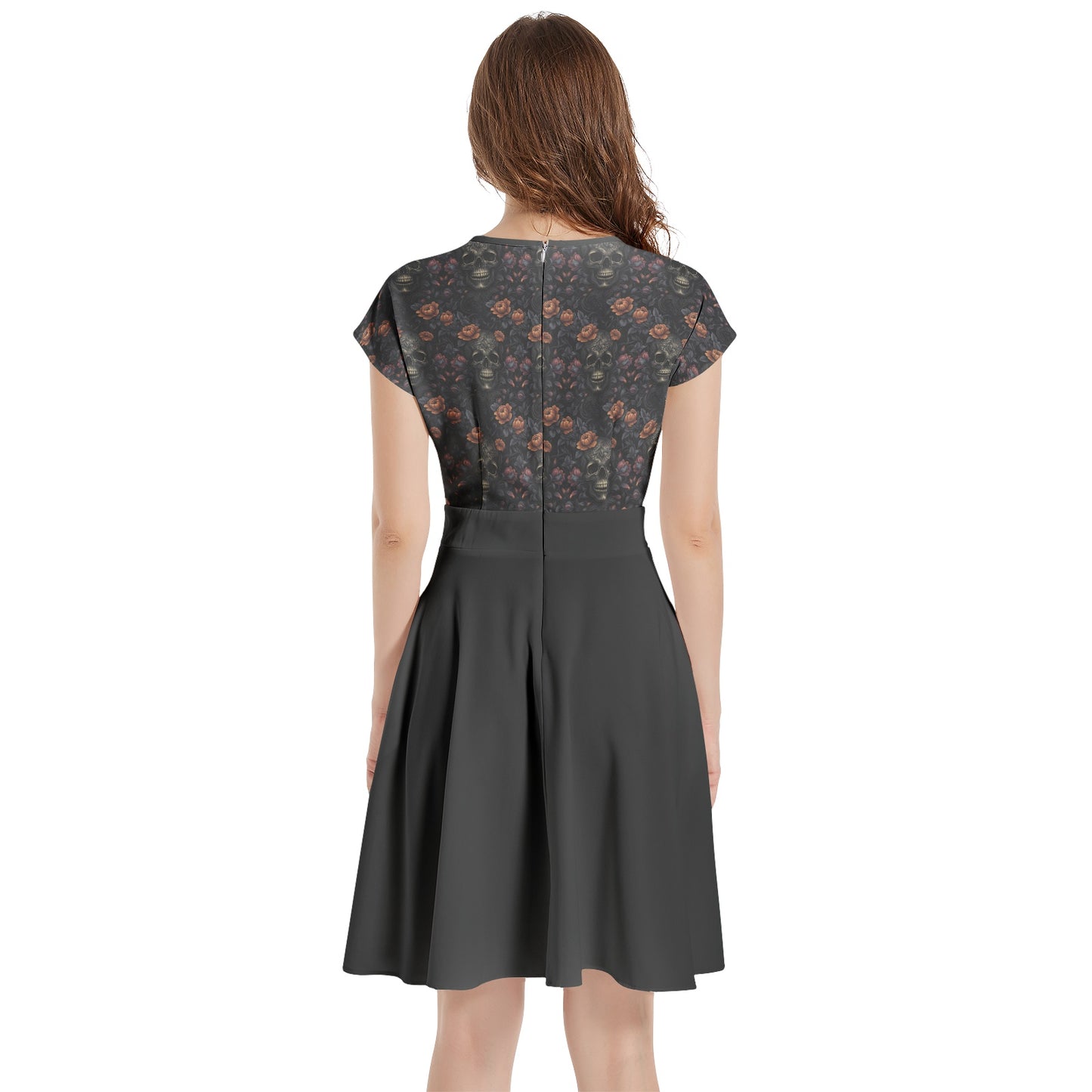 Mysterious Aura Short Sleeve A-Line Midi Dress