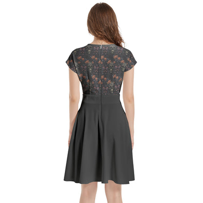 Mysterious Aura Short Sleeve A-Line Midi Dress