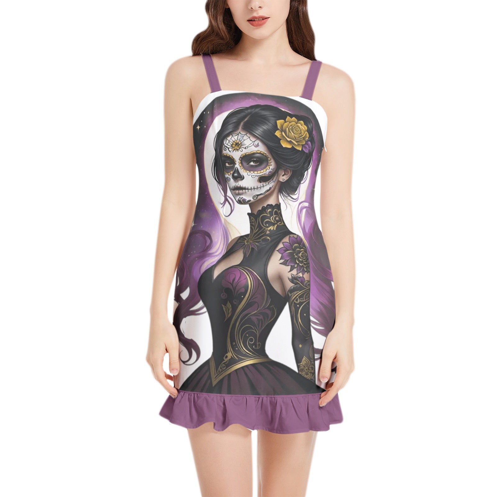 Darkened Veil Mauve Ruffle Hem Mini Dress 3XL