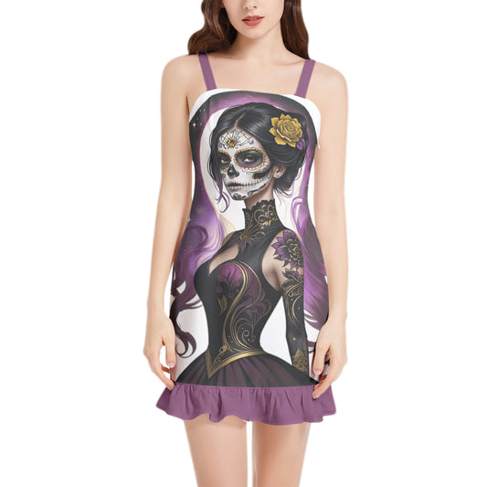 Darkened Veil Mauve Ruffle Hem Mini Dress 3XL