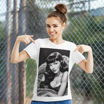 Bettie Page Women's Cotton Short Sleeve T-shirt White
