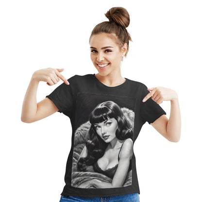Bettie Page Women's Cotton Short Sleeve T-shirt Black