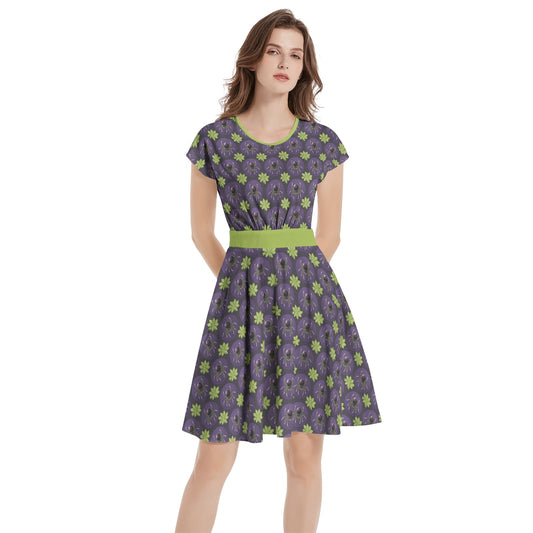 Venomous Short Sleeve A-Line Midi Dress 3XL