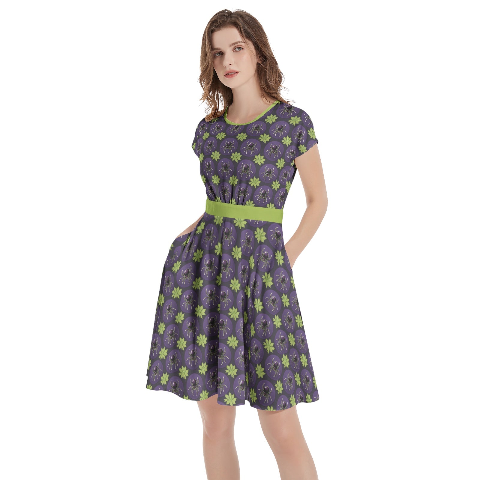 Venomous Short Sleeve A-Line Midi Dress