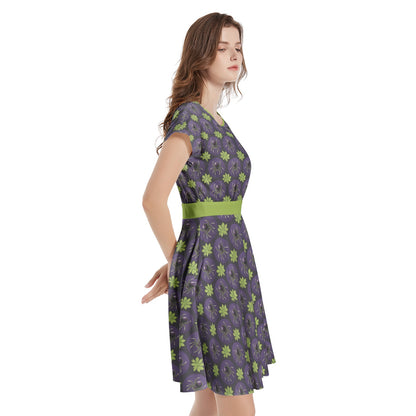 Venomous Short Sleeve A-Line Midi Dress